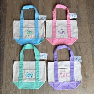 Trader Joe’s Mini Pastel Canvas Tote Bag 
Set of 4